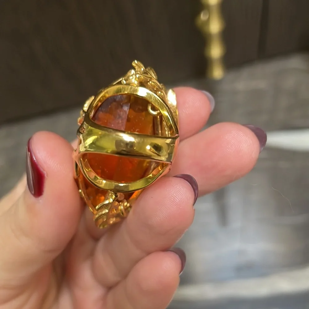 Gorgeous Cocktail Ring Dragonfly with Citrine Marquis cut